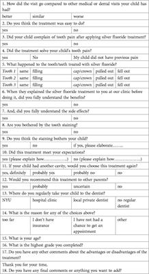 Factors that influence parental satisfaction with SDF treatment in healthy children and those with special health care needs